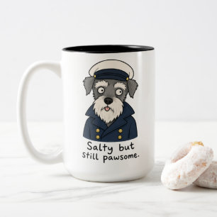 Rolig Kapten Schnauzer Salt men Pawsome Två-Tonad Mugg