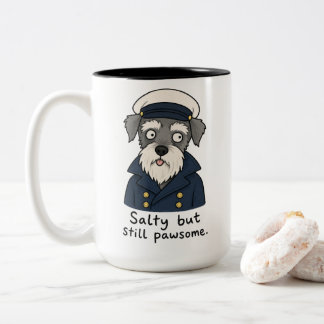 Rolig Kapten Schnauzer Salt men Pawsome Två-Tonad Mugg