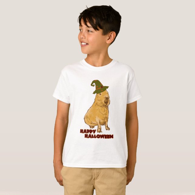 Rolig Kapybara - Halloween Gnagare T Shirt (Hel framsida)