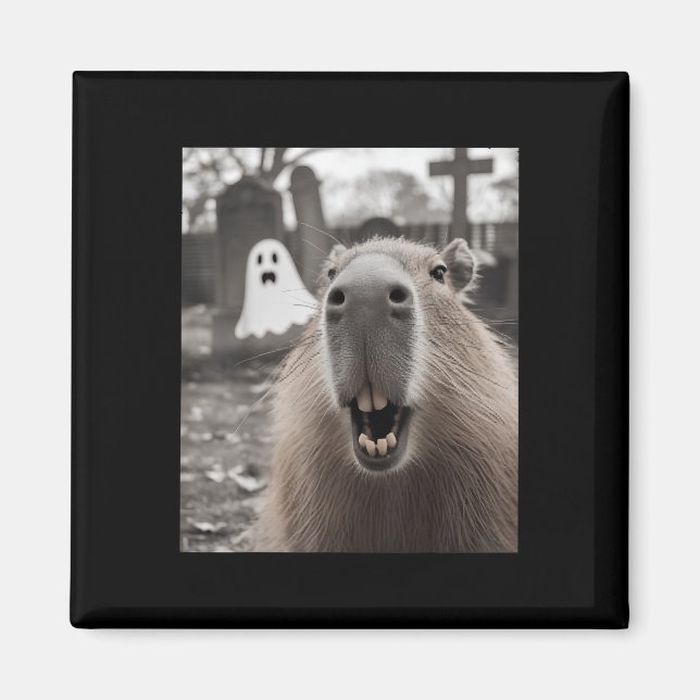 Rolig Kapybara Spöke Halloween Kostym Kapybara Ha Magnet (Framsidan)