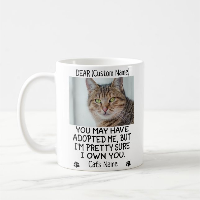 rolig Kära katt, Personlig kattens foto och namn Kaffemugg (Vänster)