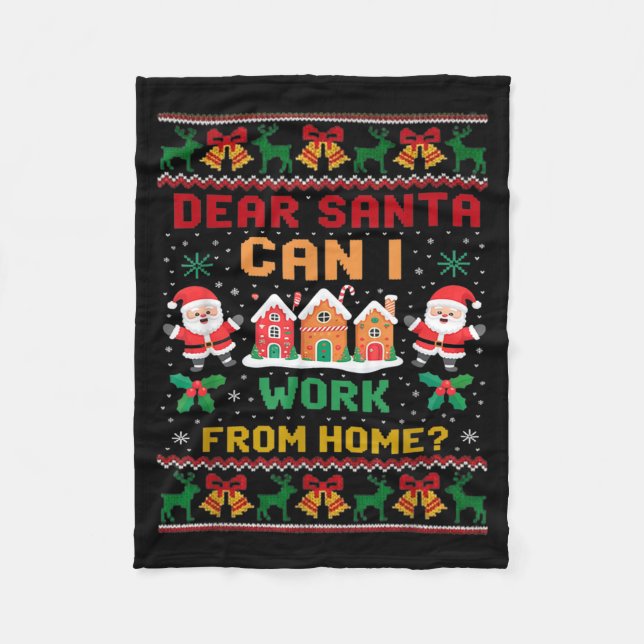 Rolig Kära Tomte Kan Jag Arbeta Hemifrån Fula Jul Fleecefilt (Framsidan)