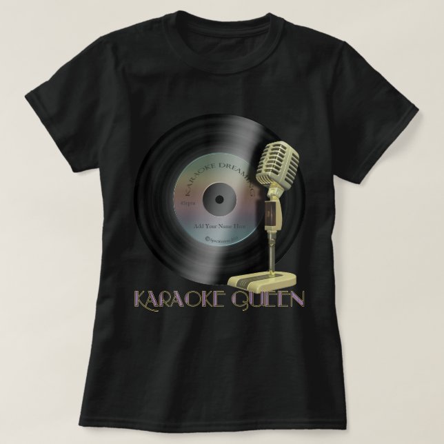Rolig Karaokedrottningmikrofon T-shirt (Design framsida)