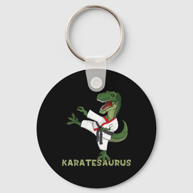 Rolig karate dinosaur Karatesaurus T-Rex grafik Nyckelring (Framsida)