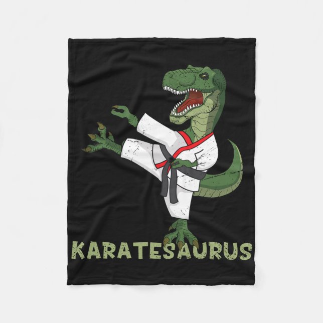 Rolig Karate Dinosaur Karatesaurus T-rex Grafisk K Fleecefilt (Framsidan)