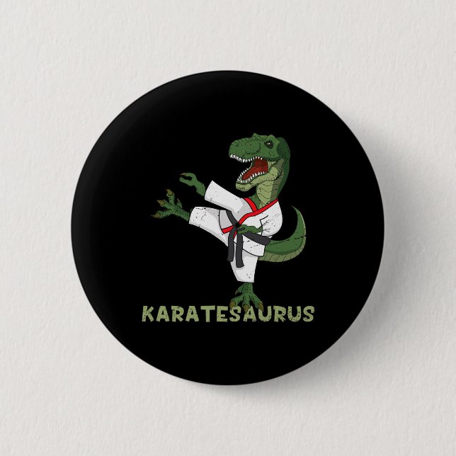 Rolig Karate Dinosaur Karatesaurus T-rex Grafisk K Knapp (Framsida)