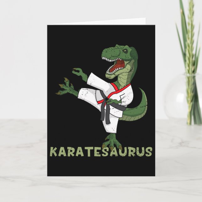 Rolig Karate Dinosaur Karatesaurus T-Rex Grafisk K Kort (Framsida)
