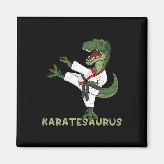 Rolig Karate Dinosaur Karatesaurus T-rex Grafisk K Magnet (Framsidan)