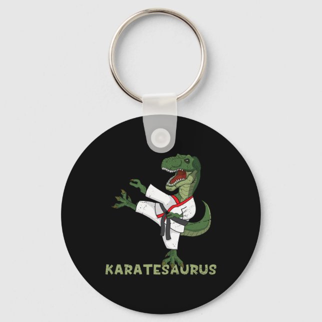 Rolig Karate Dinosaur Karatesaurus T-rex Grafisk K Nyckelring (Framsida)