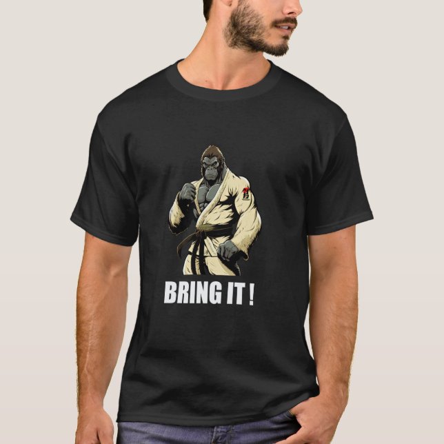 Rolig Karate Gorilla - Karate Japanska T Shirt (Framsida)