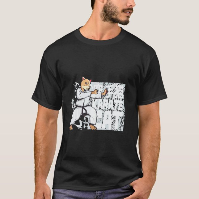 Rolig Karate Katt T Shirt (Framsida)