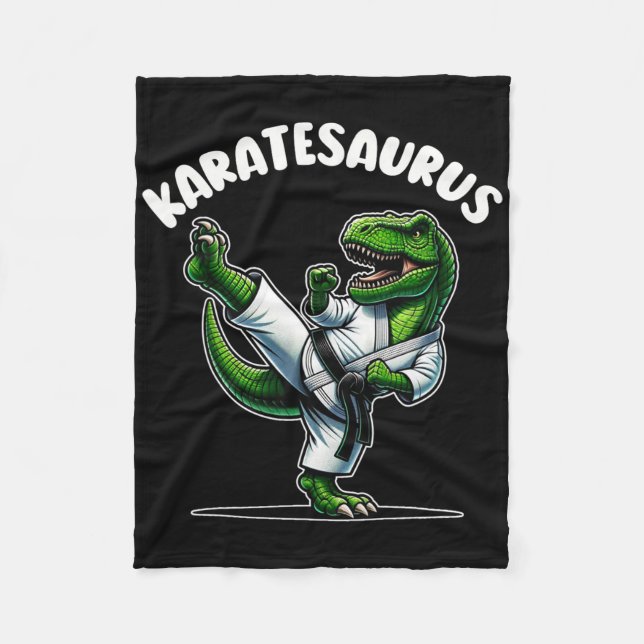Rolig Karatesaurus Dinosaurie T Rex I Karate Gi Bl Fleecefilt (Framsidan)