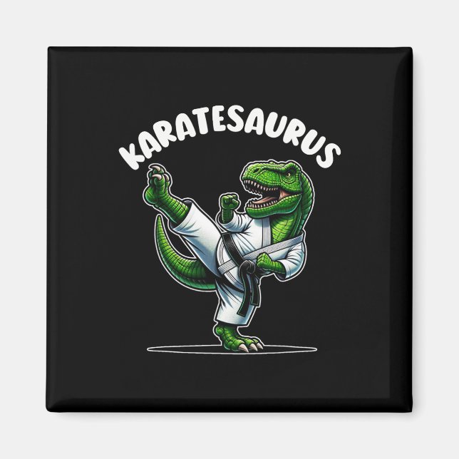 Rolig Karatesaurus Dinosaurie T Rex I Karate Gi Bl Magnet (Framsidan)