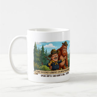 Rolig karikatyr av Teddy Roosevelt och Bigfoot - N Kaffemugg