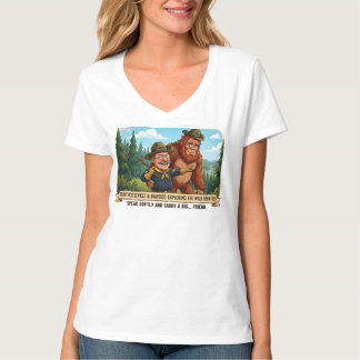 Rolig karikatyr av Teddy Roosevelt och Bigfoot - N T Shirt