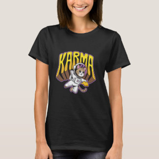 Rolig Karma Katt Astronaut Rymdäventyr Katt Kärlek T Shirt