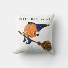 Rolig Kastkudde Halloween Häxa Pumpa Flygande Kudde