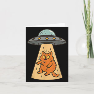 Rolig katt alien rymdskepp Ufo Kitty Sci Kort