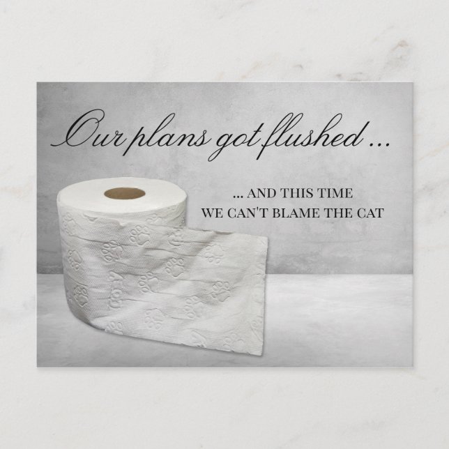 Rolig Katt Ändra Datum Bröllop Skjuts Upp Meddelande Vykort (Framsida)