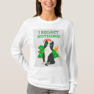 ROlig KATT ÅNGRAR INGENTING JULGRAN NED T Shirt