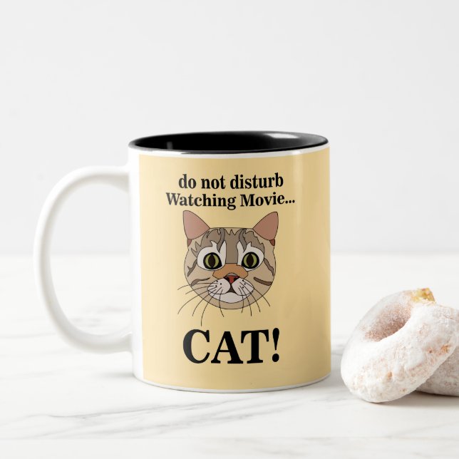 Rolig Katt Ansikte  Två-Tonad Mugg (Med munk)
