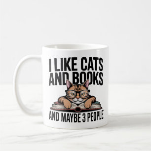 Rolig Katt Antisocial Kisse Introvert Bokälskare Kaffemugg