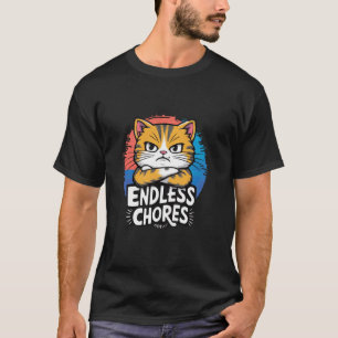 Rolig katt arbetsdag hushållsarbete blues ändlösa t shirt