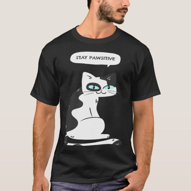 Rolig Katt Bild T Shirt (Framsida)