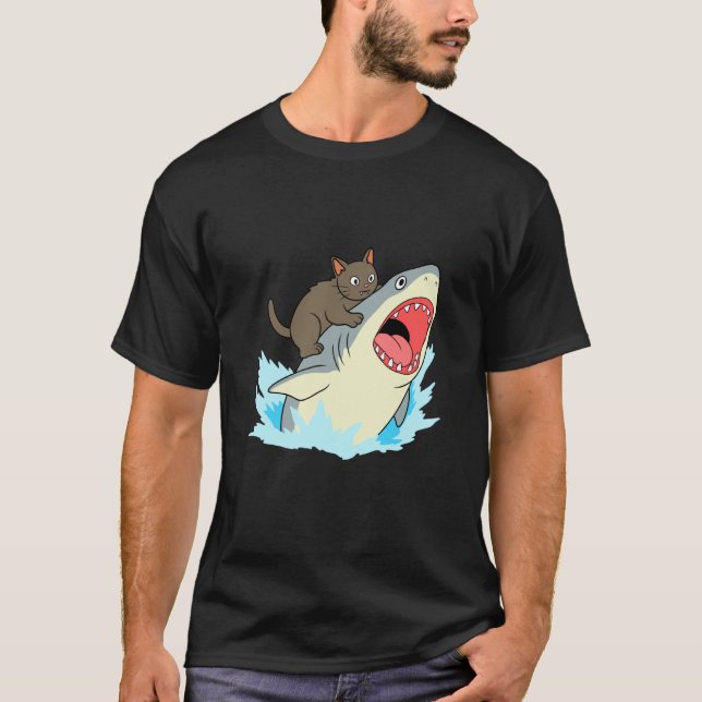 Rolig katt bits haj t shirt (Framsida)