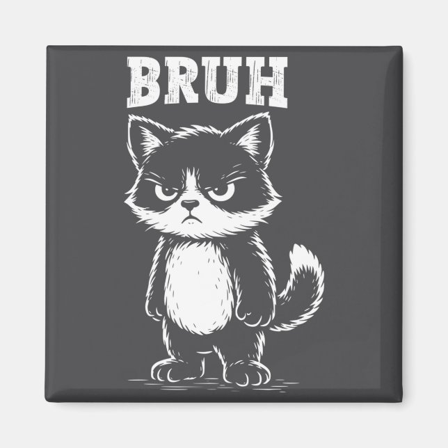 Rolig Katt Bruh Meme Sarksast Djur Cool Katt L Magnet (Framsidan)