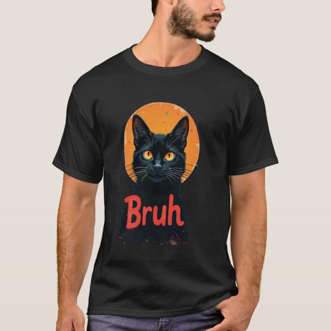 Rolig Katt Bruh Skratt T Shirt (Framsida)