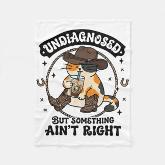Rolig Katt Cowboyhatt Iced Coffee Odiagnostiserad  Fleecefilt