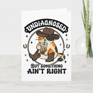 Rolig Katt Cowboyhatt Iced Coffee Odiagnostiserad  Kort
