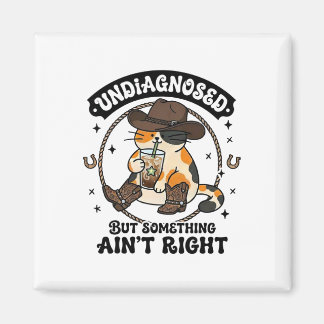 Rolig Katt Cowboyhatt Iced Coffee Odiagnostiserad  Magnet