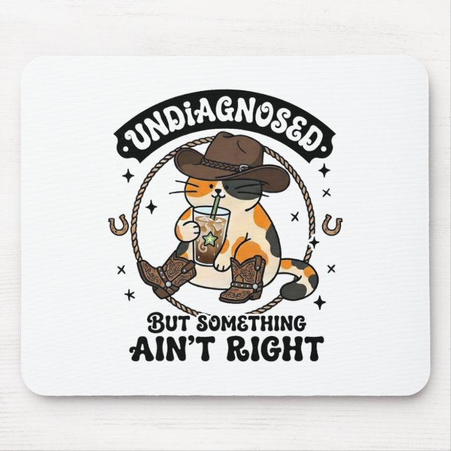 Rolig Katt Cowboyhatt Iced Coffee Odiagnostiserad  Musmatta (Framsidan)