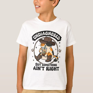 Rolig Katt Cowboyhatt Iced Coffee Odiagnostiserad  T Shirt