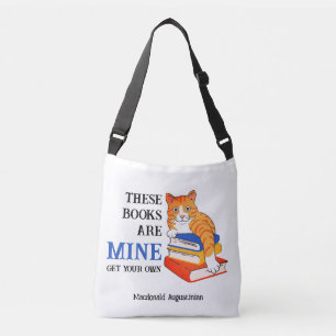Rolig katt DESSA BÖCKER ÄR MINA Läsning Axelväska