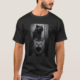 Rolig Katt Dinosaurie Trex Djurfantast Selfie Mamm T Shirt