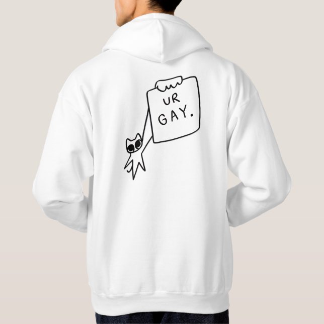 rolig Katt “DU ÄR Bög” Hoodie Djärv Minimalistisk  (Baksida)