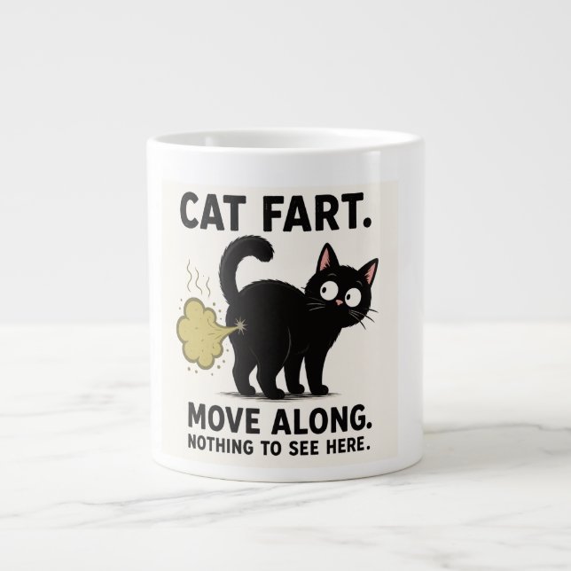 Rolig Katt Fjärt Rör Er Inget Att Se Här  Jumbo Mugg (Framsidan)