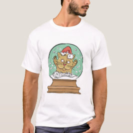 Rolig katt för jul i djur snöjordklotjulafton t shirt