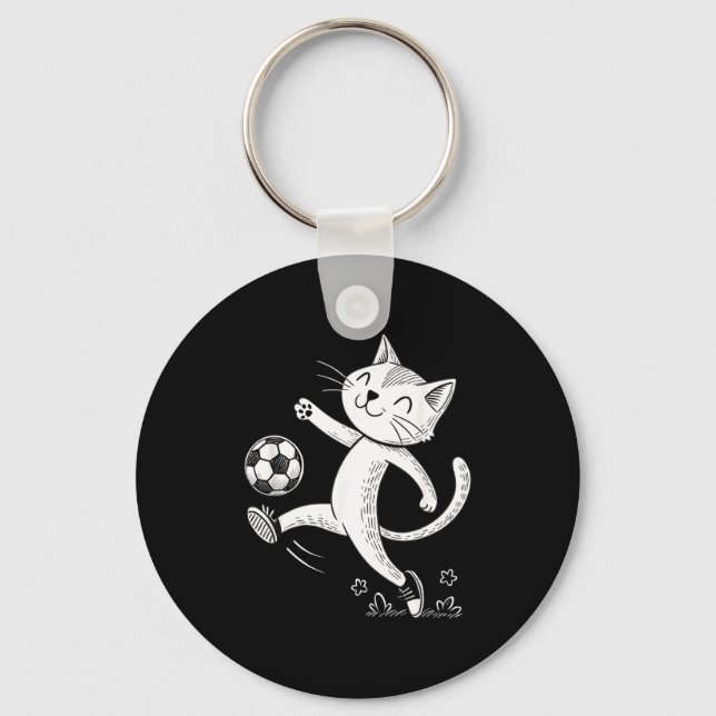 Rolig katt fotboll - kattälskare  nyckelring (Framsida)