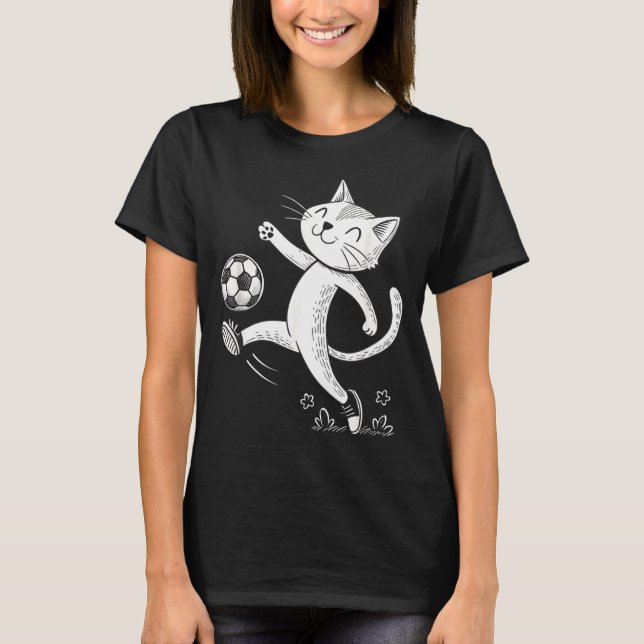 Rolig katt fotboll - kattälskare  t shirt (Framsida)