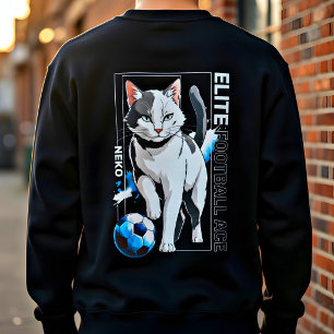 Rolig katt fotbollsgåva – söt anime fotbollsas lång ärmad tröja
