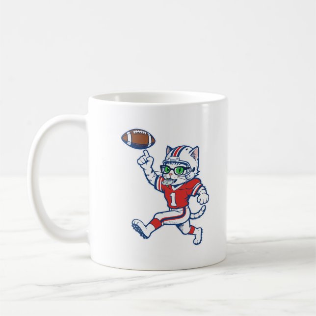 Rolig katt fotbollsspelare kaffemugg (Vänster)