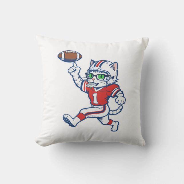 Rolig katt fotbollsspelare kudde (Framsida)