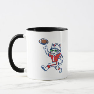 Rolig katt fotbollsspelare mugg