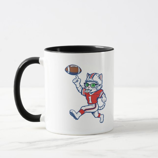 Rolig katt fotbollsspelare mugg (Vänster)
