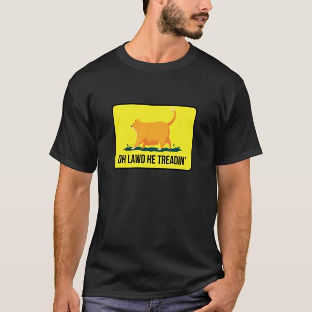 Rolig Katt Gadsden Flagga T Shirt (Framsida)
