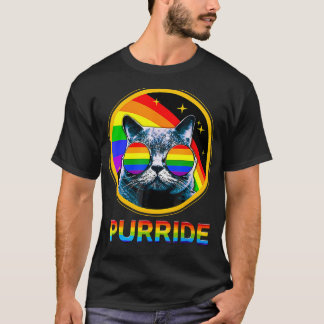 Rolig katt gay pride Lgbt regnbåge T Shirt